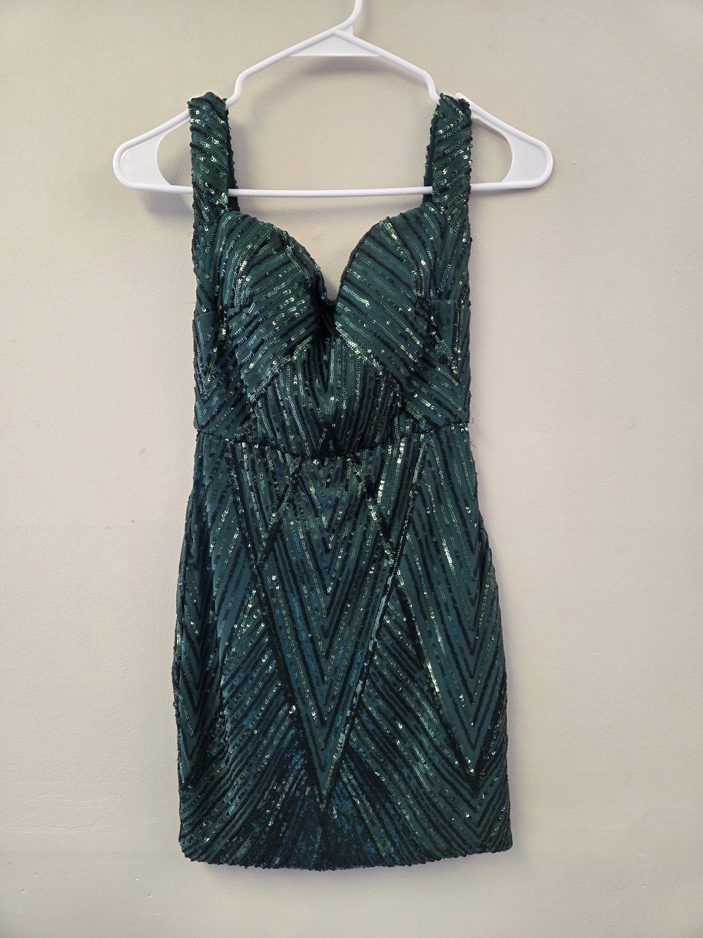 BCX Teal Green Sequined Mini Dress